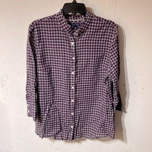 Tommy Hilfiger XL Button up purple and green